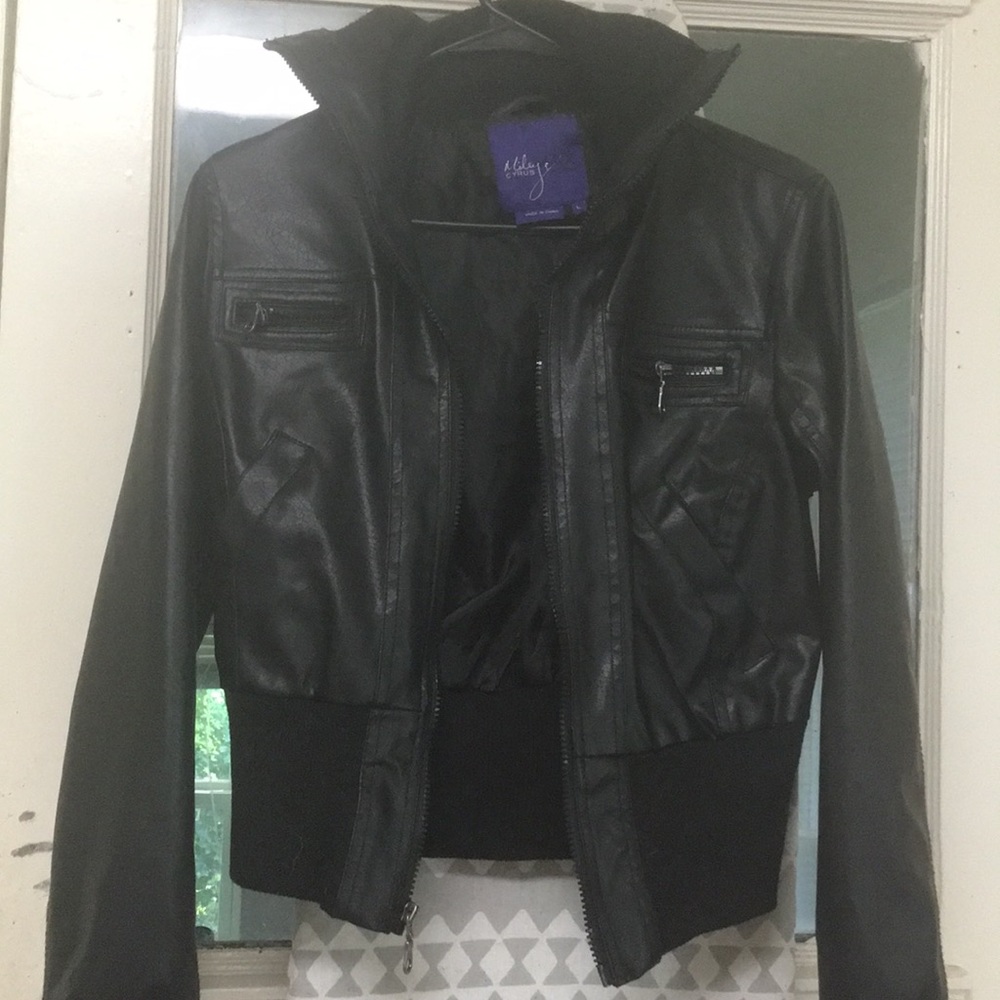 Faux leather black coat